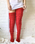 Winter Socks Over The Knee Lengthened Long Tube Knitted Pile Socks