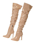 High Heel Elastic Knee Length Patent Leather Boots