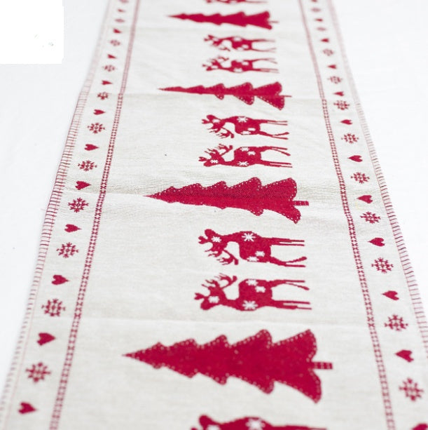 Christmas Elk Snowman Table Runner Merry Christmas Decorations