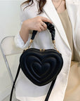 Fashion Love Heart Shape Shoulder Bag Small Handbags Designer Crossbody Bags for Women Solid Pu Leather Top Handle Bag