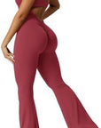 Women Sleeveless Flare Jumpsuits Fitness Yoga Long Pants