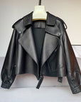 Female Sheepskin Loose Biker Jacket