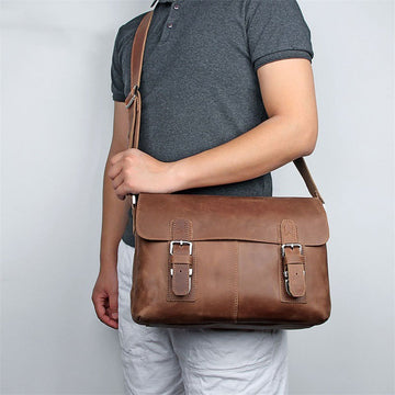 Vintage Leather Crossbody Bag For Men