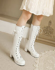 Round Head Thick High Heel Knee High Boots Lolita