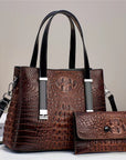 Women's Fashion Crocodile Pattern Large Capacity Combination Bags