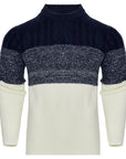 Men's Casual Color Block Long Sleeve Cable Knit Pullover Sweater