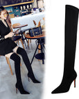 European And American Style Fashion High Heel Elastic Stiletto Heel Pointed-toe Skinny Pedicure Over-the-knee Boots