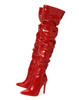 High Heel Elastic Knee Length Patent Leather Boots