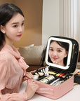 Portable LED Makeup Storage Bag With Mirror