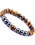 Explosion Style Yellow Tiger Eye Bracelet Fashion Simple Obsidian Alloy Separator Elastic Bracelet