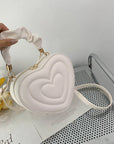 Fashion Love Heart Shape Shoulder Bag Small Handbags Designer Crossbody Bags for Women Solid Pu Leather Top Handle Bag