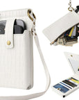 Crossbody Cell Phone Bag for Women, Shoulder Purse Card Wallet Pouch with Credit Card Slots and Mirror