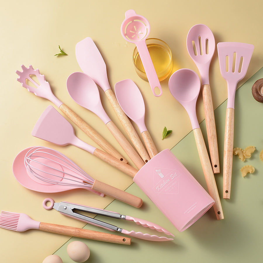 Silicone Kitchenware With Wooden Handle