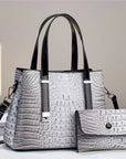 Women's Fashion Crocodile Pattern Large Capacity Combination Bags