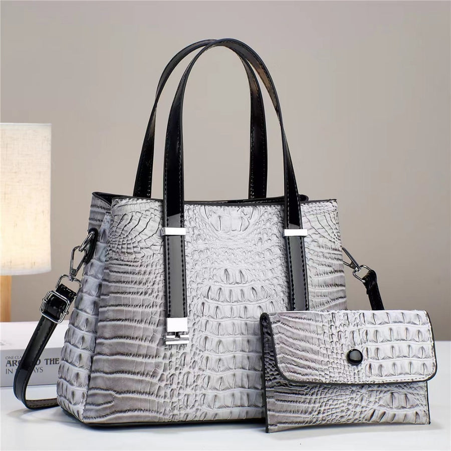 Women's Fashion Crocodile Pattern Large Capacity Combination Bags