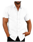 Men Short Sleeve Summer Solid Shirts Casual Loose Tops Tee