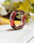 Handmade DIY romantic dry flower Real wood resin ring gold / silver paper inside ring women wedding party ring gifts for the lover