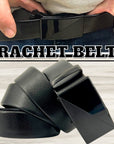 Microfiber PU Leather Ratchet Belt Belts For Men Adjustable Slide Buckle Black