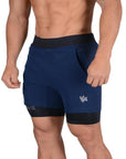 New Running Shorts Summer Men's Gym Fitness Bodybuilding Training Quick-drying Shorts Men's Jogging Running Sports 2-in-1 Shorts