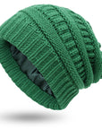 Hats Women's Protective Hairstyles, Warm Woolen Knit Satin Hats