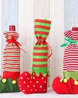 Christmas Decorations Striped Christmas Wine Bottle Set