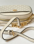 MICHAEL KORS JET SET GLAM SMALL FRONT POCKET OVAL CROSSBODY BAG MK LIGHT CREAM