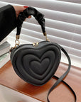 Fashion Love Heart Shape Shoulder Bag Small Handbags Designer Crossbody Bags for Women Solid Pu Leather Top Handle Bag