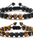 Tiger Eye Couple Bracelets Matte Black Agate Beads Bracelet