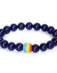 Rainbow Bead Bracelet Pride Natural Stone Strand Couple Bracelets