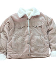 Corduroy lambskin padded jacket long