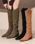 Over Best-selling V Cut Knee-high Boots Chunky Heel New Autumn And Winter