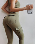 High Waist Leggings with Pockets Workout Gym Legging Scrunch Butt Yoga Pants