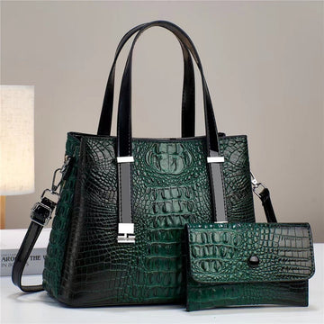 Women's Fashion Crocodile Pattern Large Capacity Combination Bags