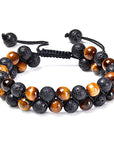 Tiger Eye Couple Bracelets Matte Black Agate Beads Bracelet