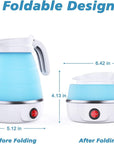 Foldable Electric Kettle, Camping Kettle, Mini Travel Kettle, Silicone Electric Water Boiler, Tea, Coffee Kettle, Collapsible Kettle With Separable Power Cord For Outdoor Hiking Camping, Blue