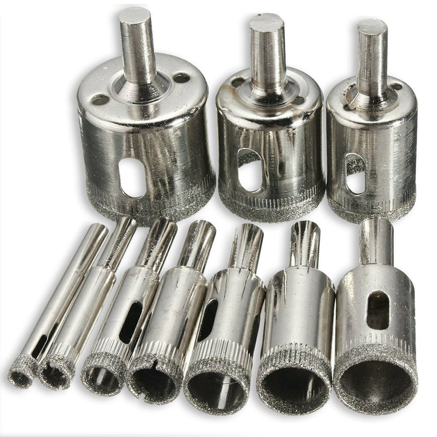 Diamond Drill Bits for Glass Ceramic Marble Tile Porcelain Hollow Core Circle Cutting Hole Maker Saw Set of 10 Bits 6-32mm