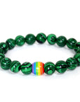 Rainbow Bead Bracelet Pride Natural Stone Strand Couple Bracelets