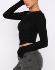 Women'S Clothing Fashion Slim Long-Sleeved Pullovers Tops Solid Causal Fit Shirts