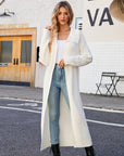 Women's Loose Casual Polo Collar Long Sweaters Cardigan Jacket