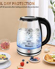 Electric Kettle Keep Warm, 1.8L Glass Tea Kettle, Hot Water Boiler With LED Light, Auto Shut-Off & Boil Dry Protection, Stainless Steel