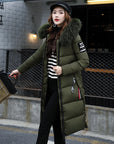 Long cotton jacket hooded big fur collar down jacket