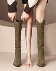 Over Best-selling V Cut Knee-high Boots Chunky Heel New Autumn And Winter