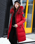 Long cotton jacket hooded big fur collar down jacket