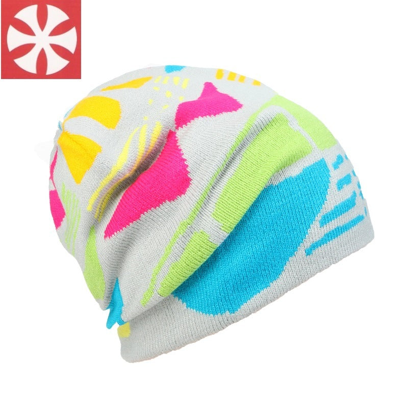 Double-layer Knitted Rainbow Parent-child Beanie Hat Ski Ice Knitted Sports Hat Wool Hat