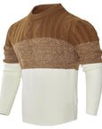 Men's Casual Color Block Long Sleeve Cable Knit Pullover Sweater