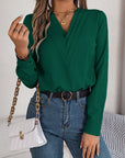 Fashion V-Neck Long Sleeve Shirt Elegant Commuter Solid Blouse Office Women's Clothing