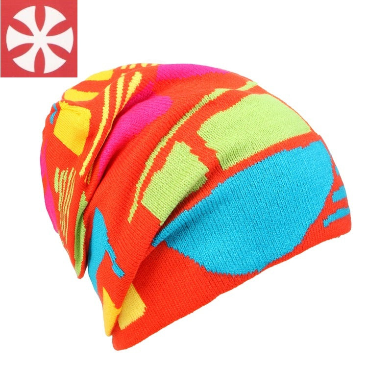 Double-layer Knitted Rainbow Parent-child Beanie Hat Ski Ice Knitted Sports Hat Wool Hat