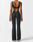 Women Sleeveless Flare Jumpsuits Fitness Yoga Long Pants