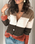 v-neck button striped sweater cardigan