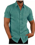 Men Short Sleeve Summer Solid Shirts Casual Loose Tops Tee